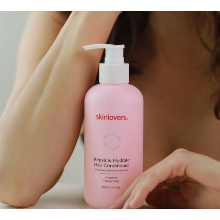 Skinlovers 3 produktų rinkinys pažeistiems ar dažytiems plaukams kartu su kolageno papildais